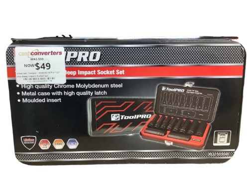 Toolpro 10 Pce 1/2" Drive Deep Impact Socket Set Blue 055500062976