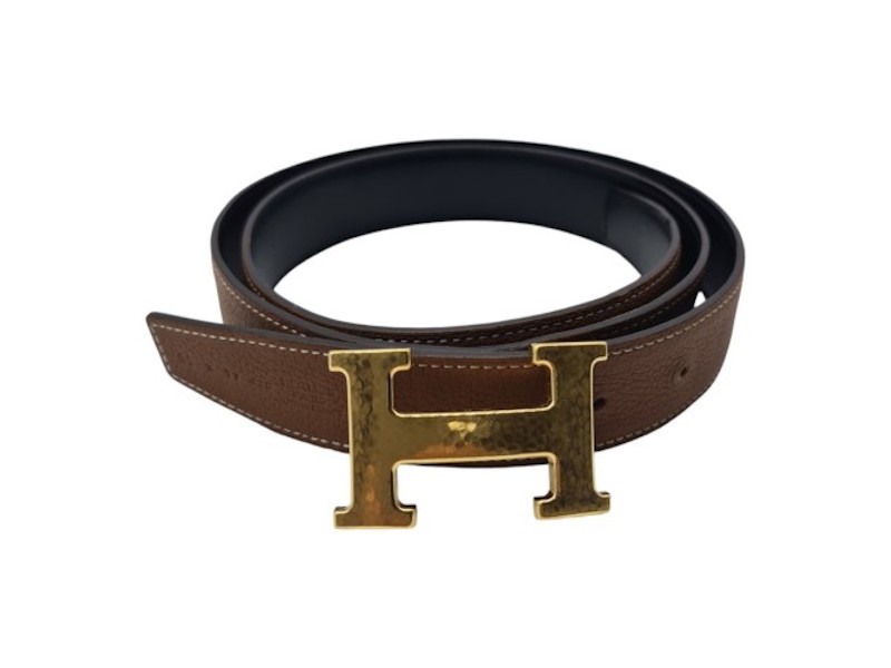 Hermes H Martelee Belt Buckle & Reversible Leather Strap 32 mm Noir ...