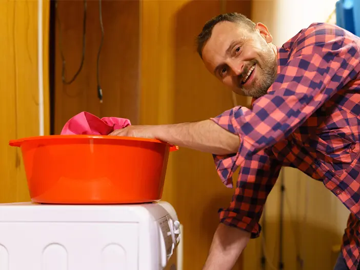Man doing laundry